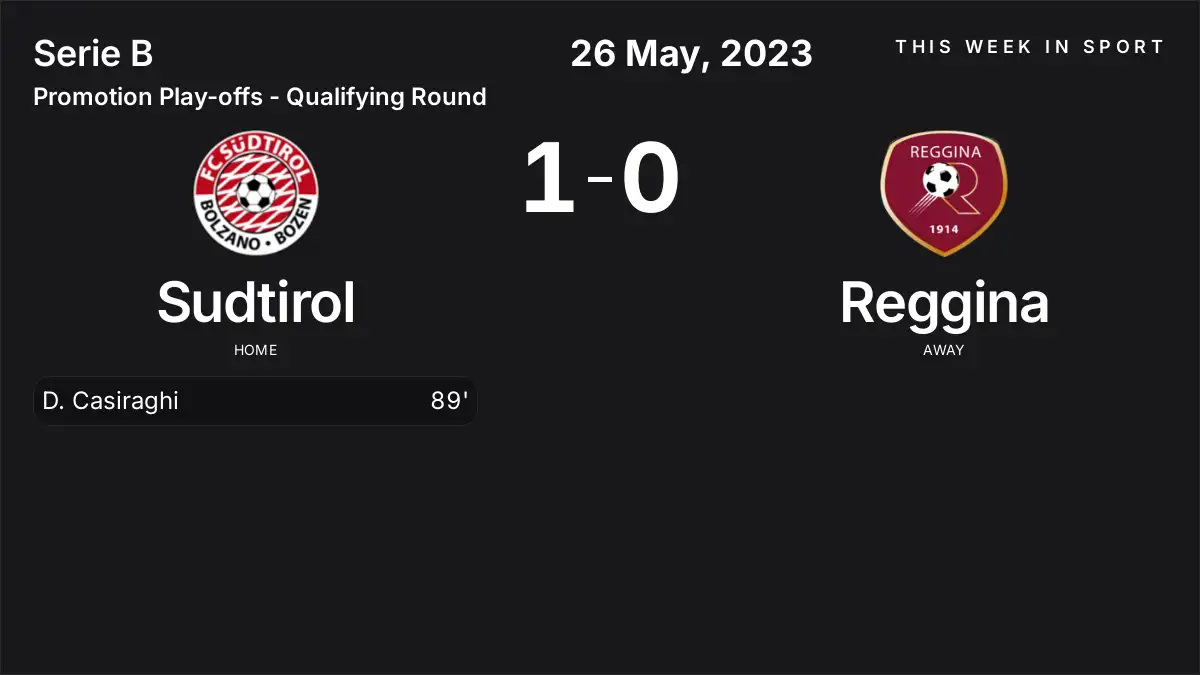 Report: Sudtirol vs Reggina (2023-05-26)