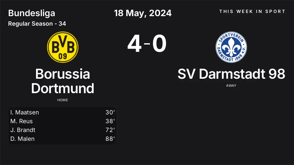 Report: Borussia Dortmund vs SV Darmstadt 98 (2024-05-18)
