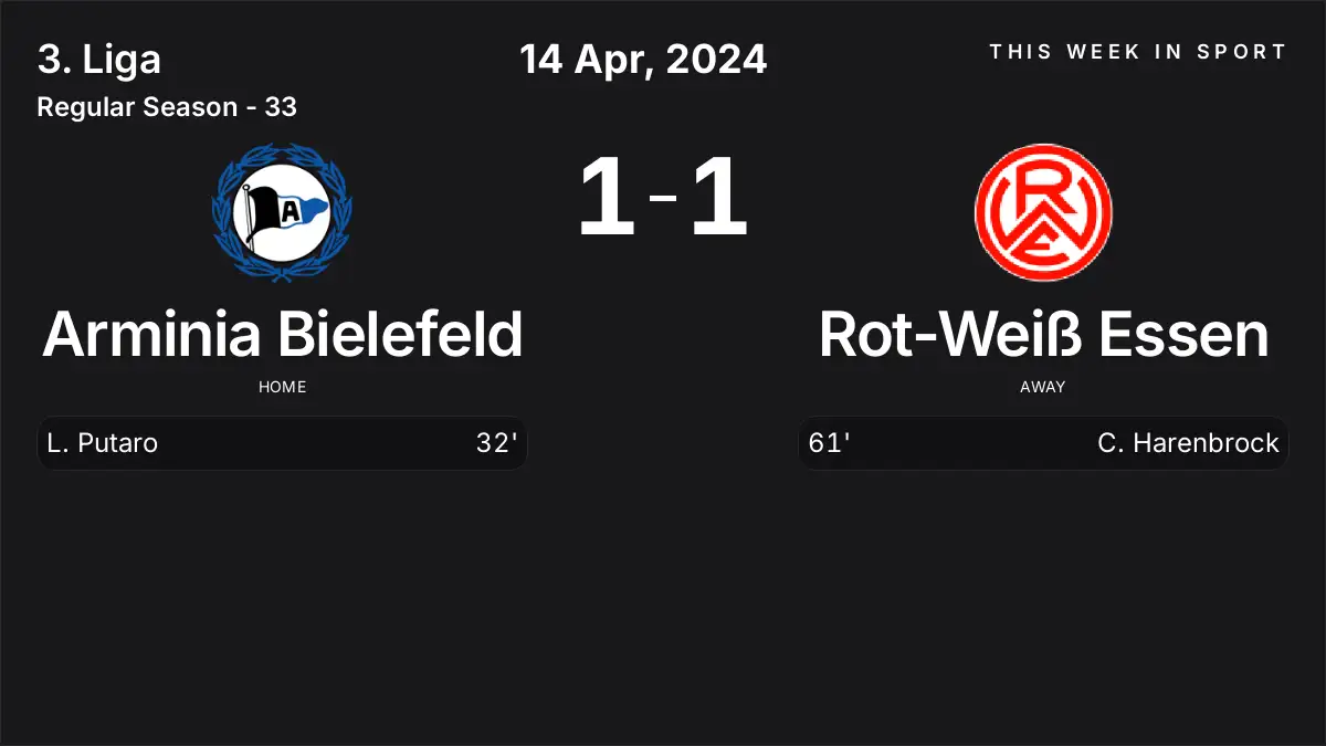 Report: Arminia Bielefeld vs Rot-Weiß Essen (2024-04-14)