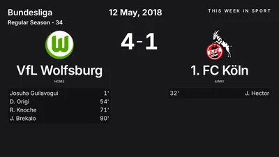 Report: VfL Wolfsburg vs 1. FC Köln (2018-05-12)