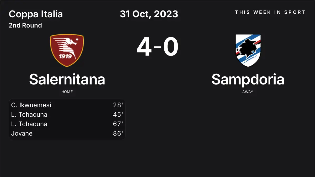 Report: Salernitana vs Sampdoria (2023-10-31)