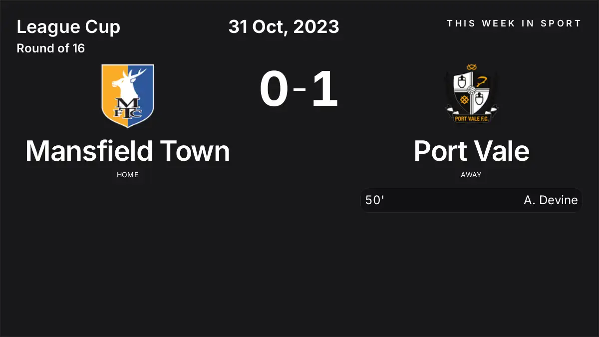 Report: Mansfield Town vs Port Vale (2023-10-31)