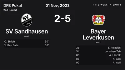 Report: SV Sandhausen vs Bayer Leverkusen (2023-11-01)