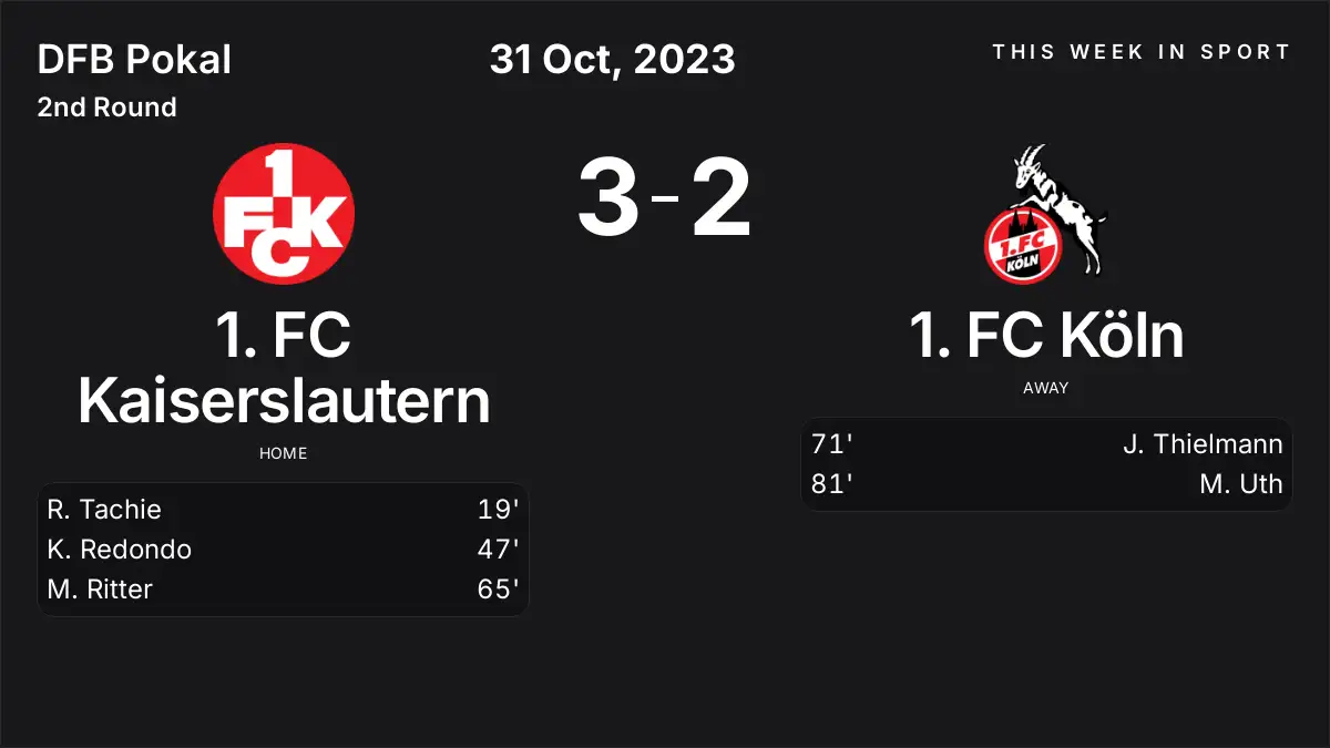 Report: 1. FC Kaiserslautern vs 1. FC Köln (2023-10-31)