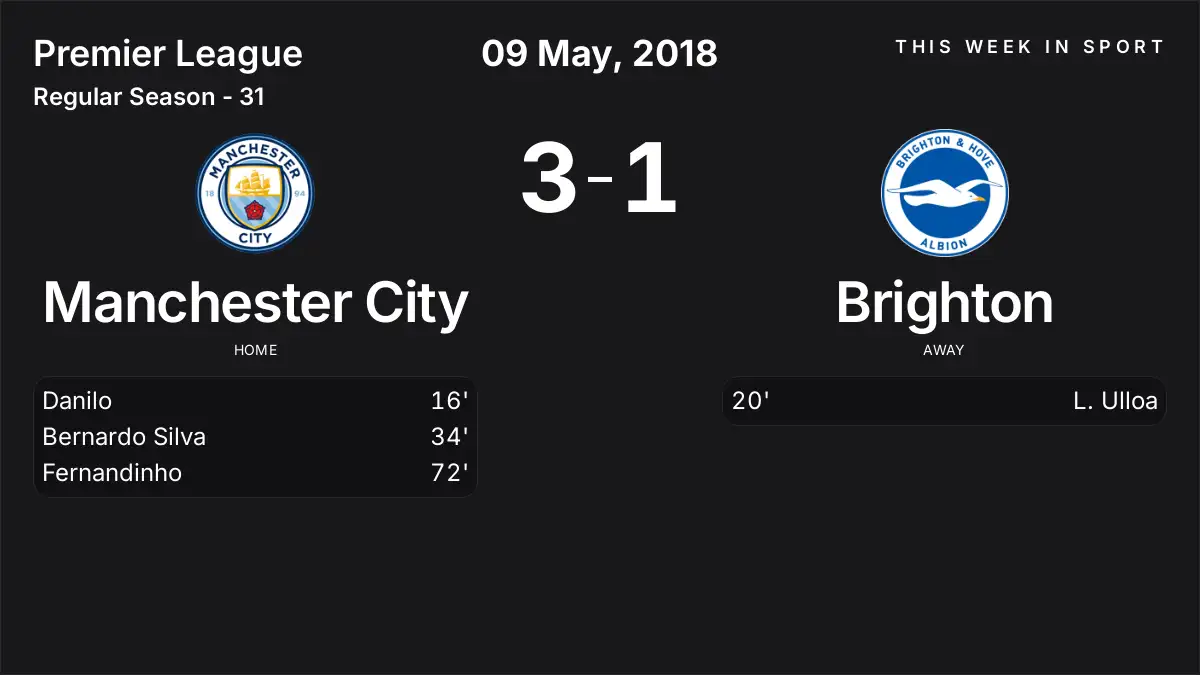 Report: Manchester City vs Brighton (2018-05-09)