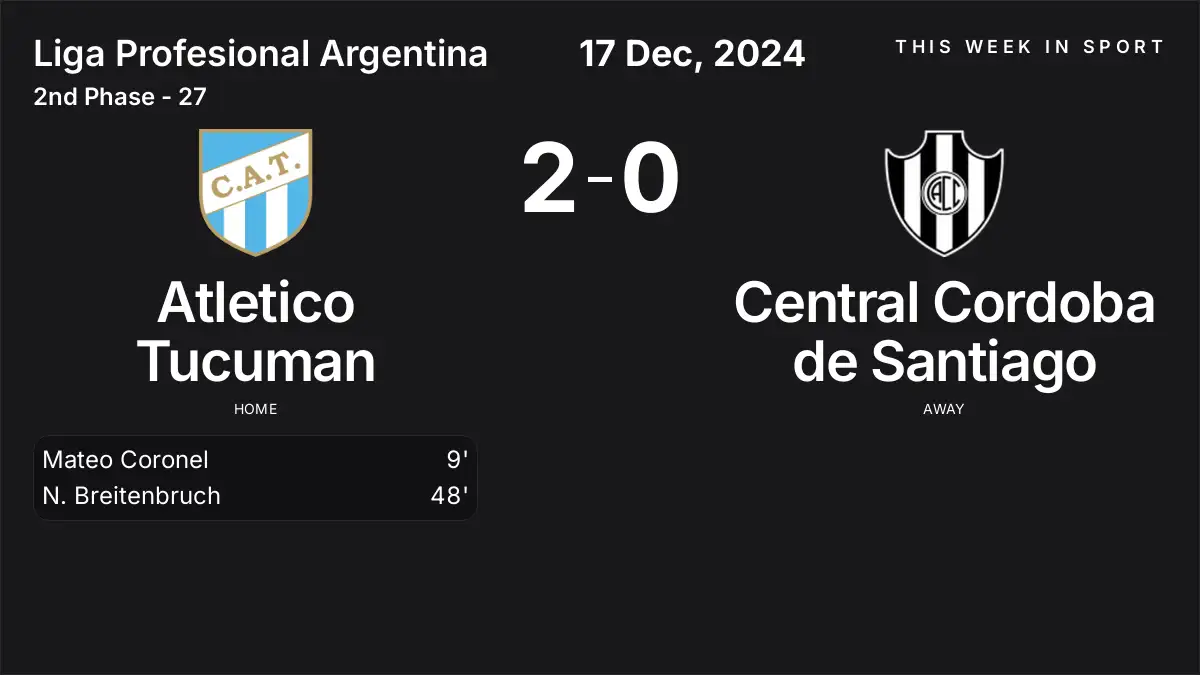 Report: Atletico Tucuman vs Central Cordoba de Santiago (2024-12-17)