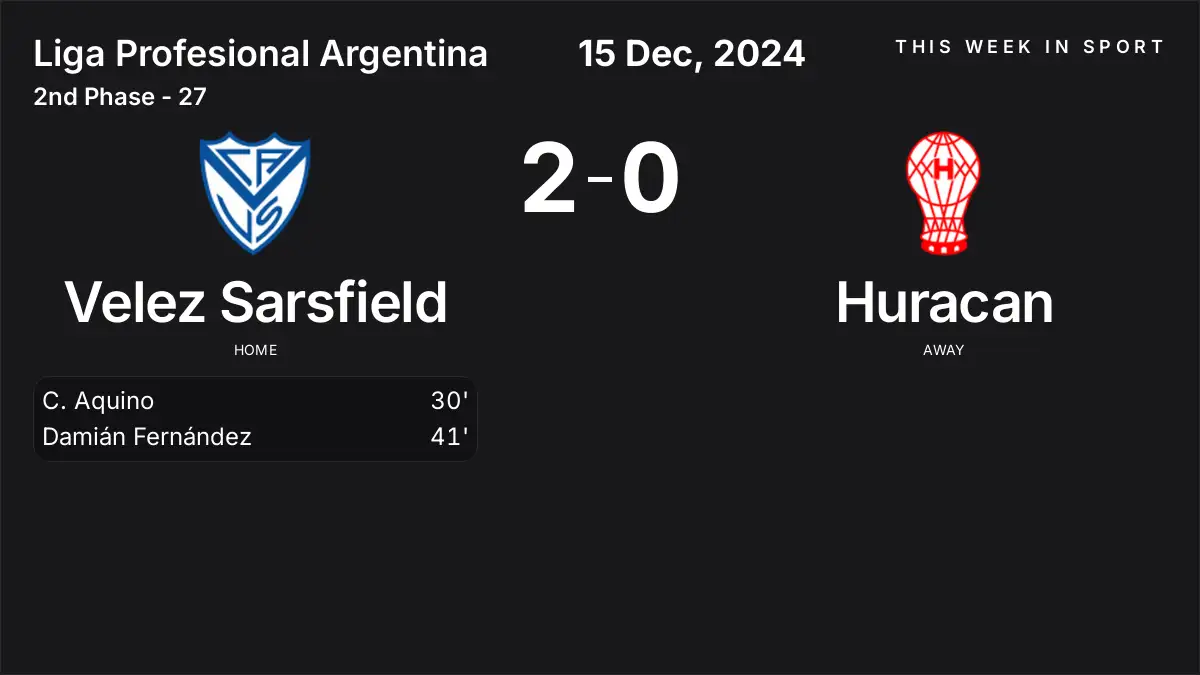 Report: Velez Sarsfield vs Huracan (2024-12-15)
