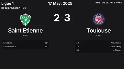 Report: Saint Etienne vs Toulouse (2025-05-17)