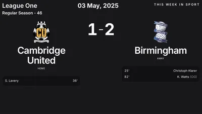 Report: Cambridge United vs Birmingham (2025-05-03)