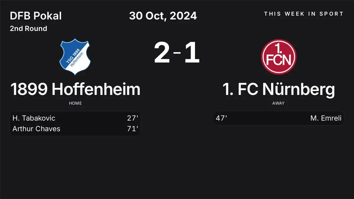 Report: 1899 Hoffenheim vs 1. FC Nürnberg (2024-10-30)