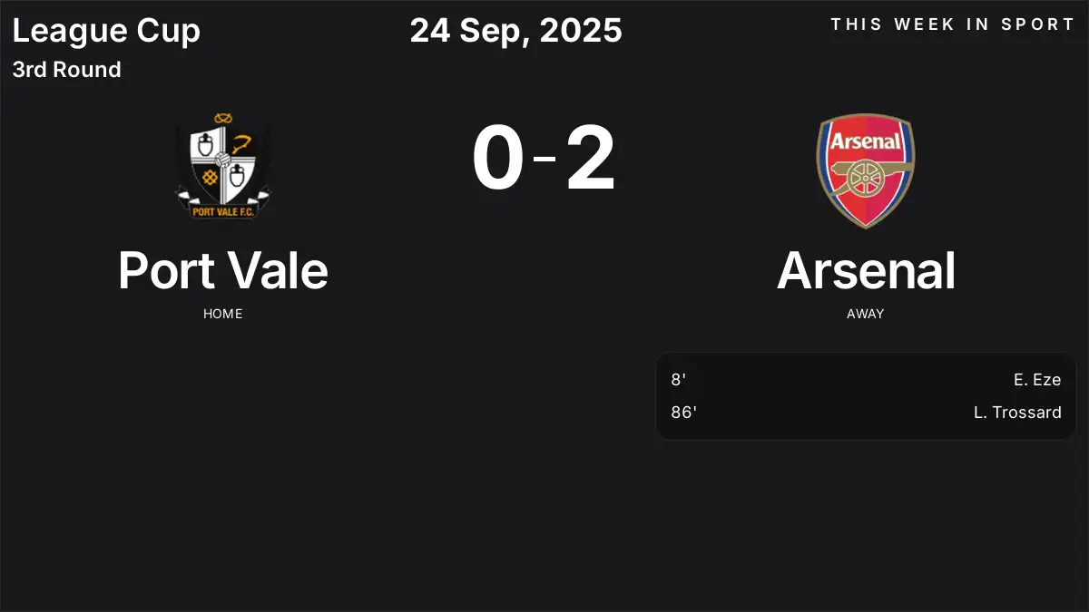 Report: Port Vale vs Arsenal (2025-09-24)