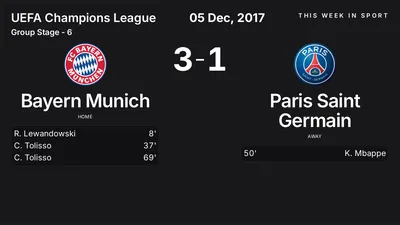 Report: Bayern Munich vs Paris Saint Germain (2017-12-05)