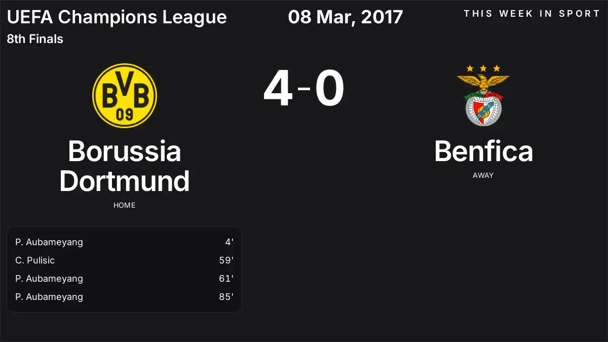 Report: Borussia Dortmund vs Benfica (2017-03-08)