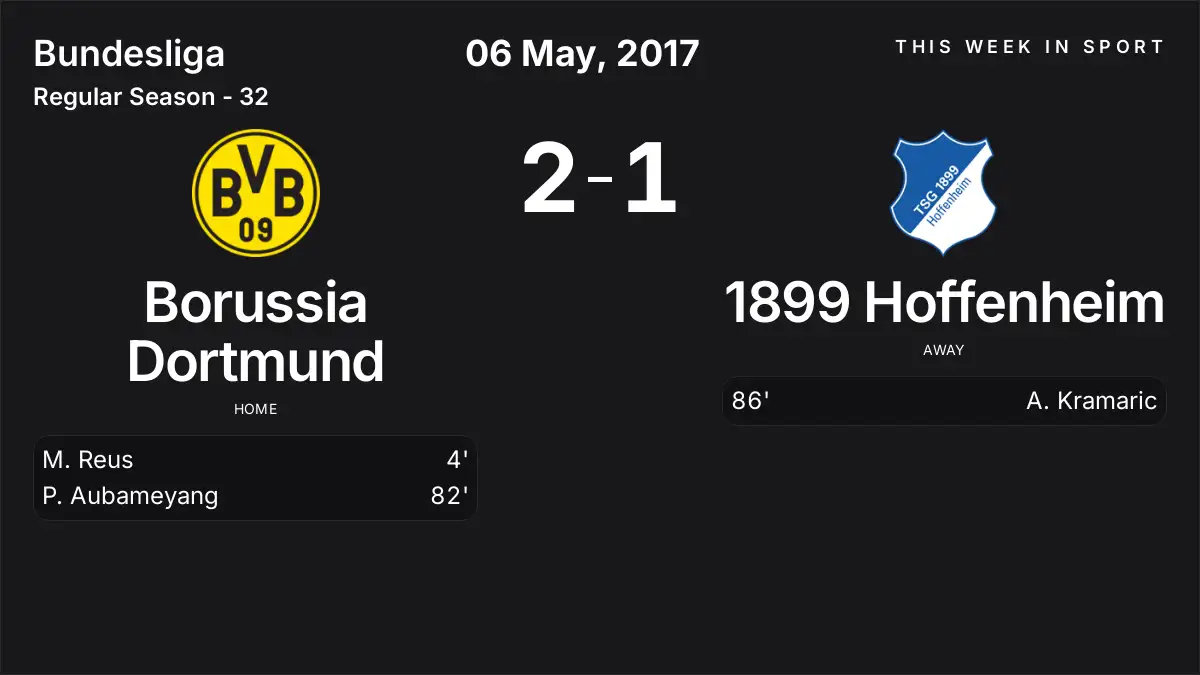 Report: Borussia Dortmund vs 1899 Hoffenheim (2017-05-06)