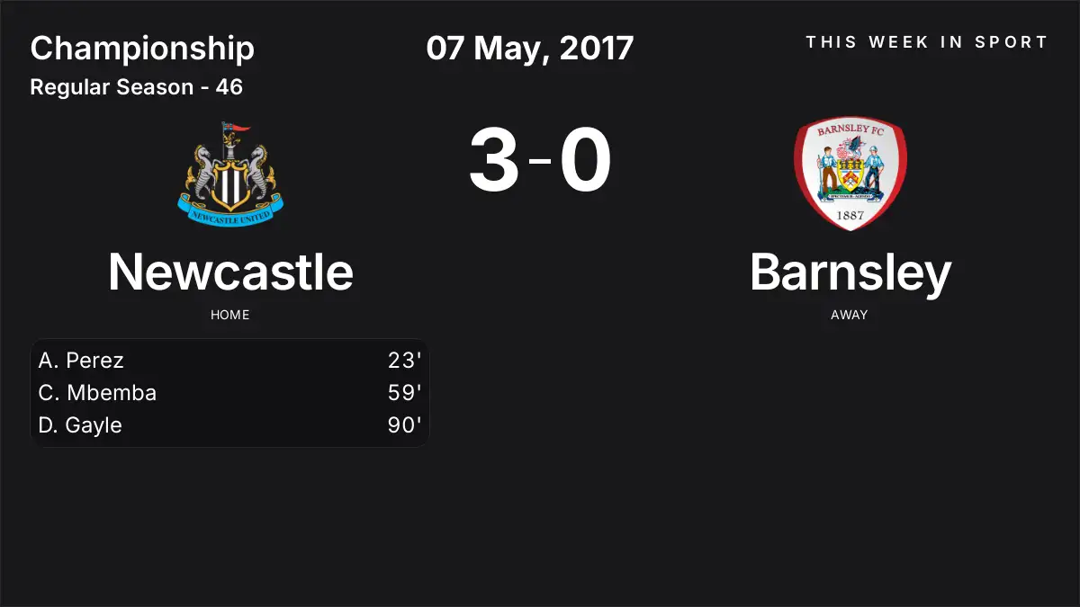 Report: Newcastle vs Barnsley (2017-05-07)
