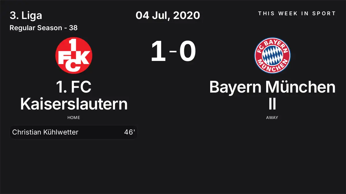 Report: 1. FC Kaiserslautern vs Bayern München II (2020-07-04)