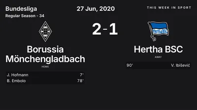 Report: Borussia Mönchengladbach vs Hertha BSC (2020-06-27)