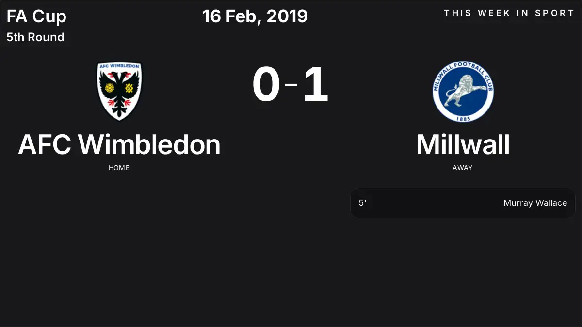 Report: AFC Wimbledon vs Millwall (2019-02-16)