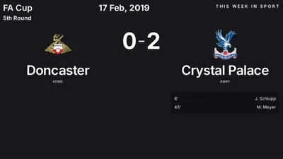 Report: Doncaster vs Crystal Palace (2019-02-17)