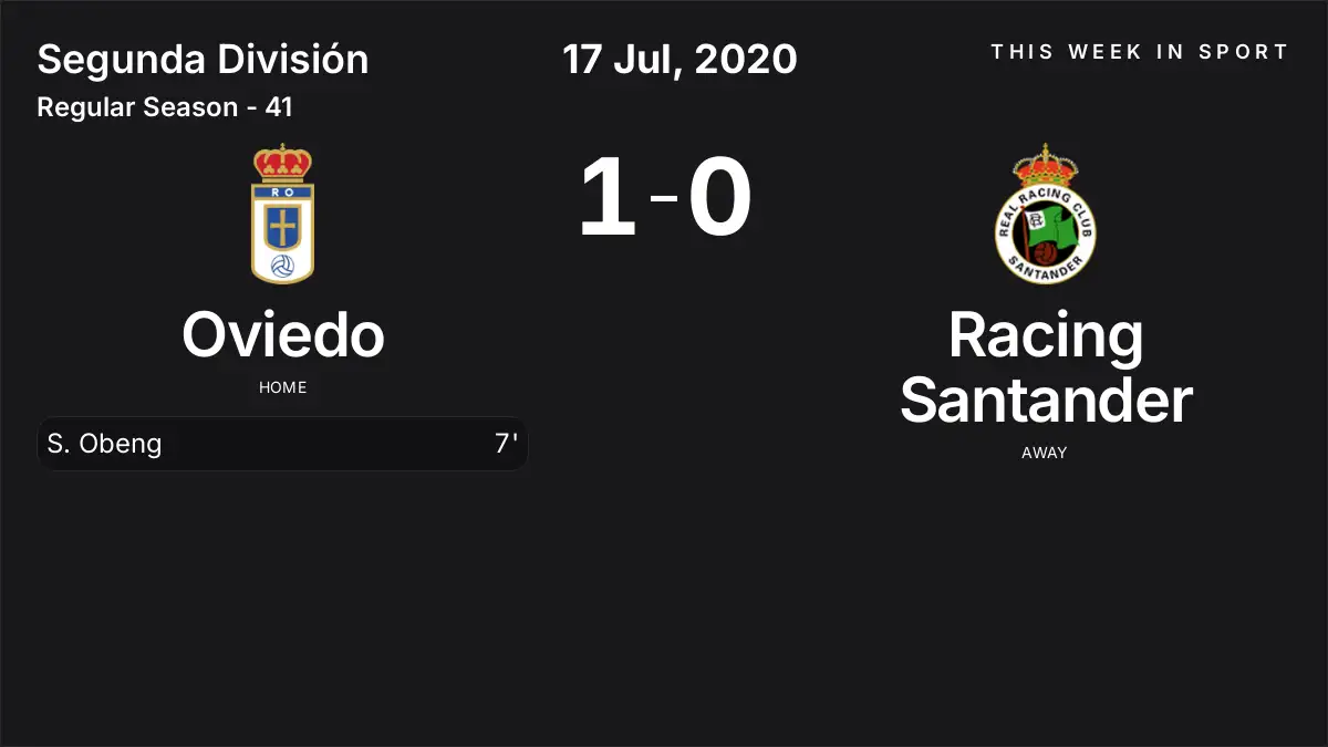 Report: Oviedo vs Racing Santander (2020-07-17)