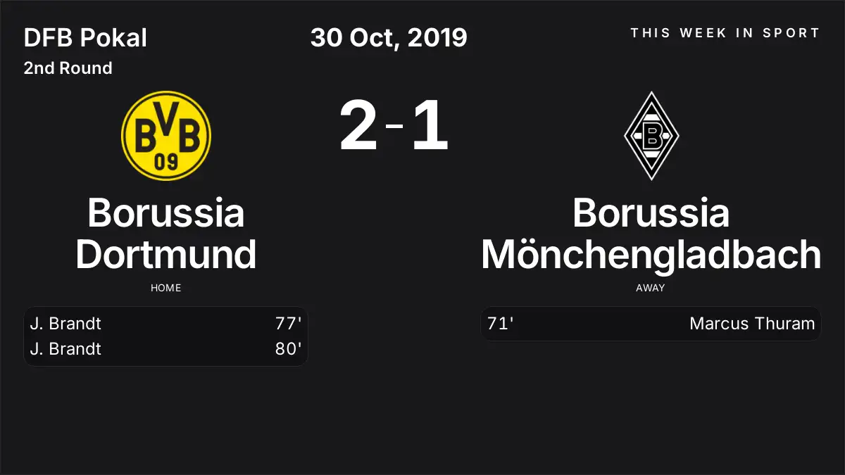 Report: Borussia Dortmund vs Borussia Mönchengladbach (2019-10-30)