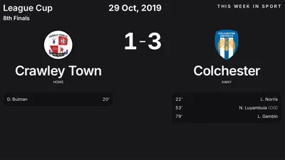 Report: Crawley Town vs Colchester (2019-10-29)