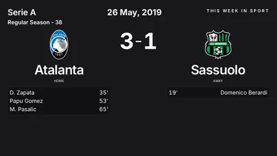 Report: Atalanta vs Sassuolo (2019-05-26)