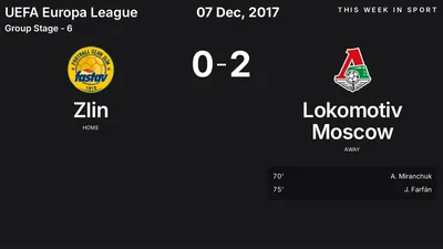 Report: Zlin vs Lokomotiv Moscow (2017-12-07)