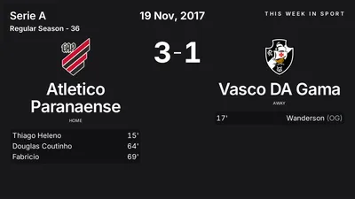 Report: Atletico Paranaense vs Vasco DA Gama (2017-11-19)