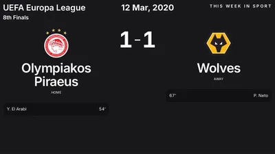 Report: Olympiakos Piraeus vs Wolves (2020-03-12)