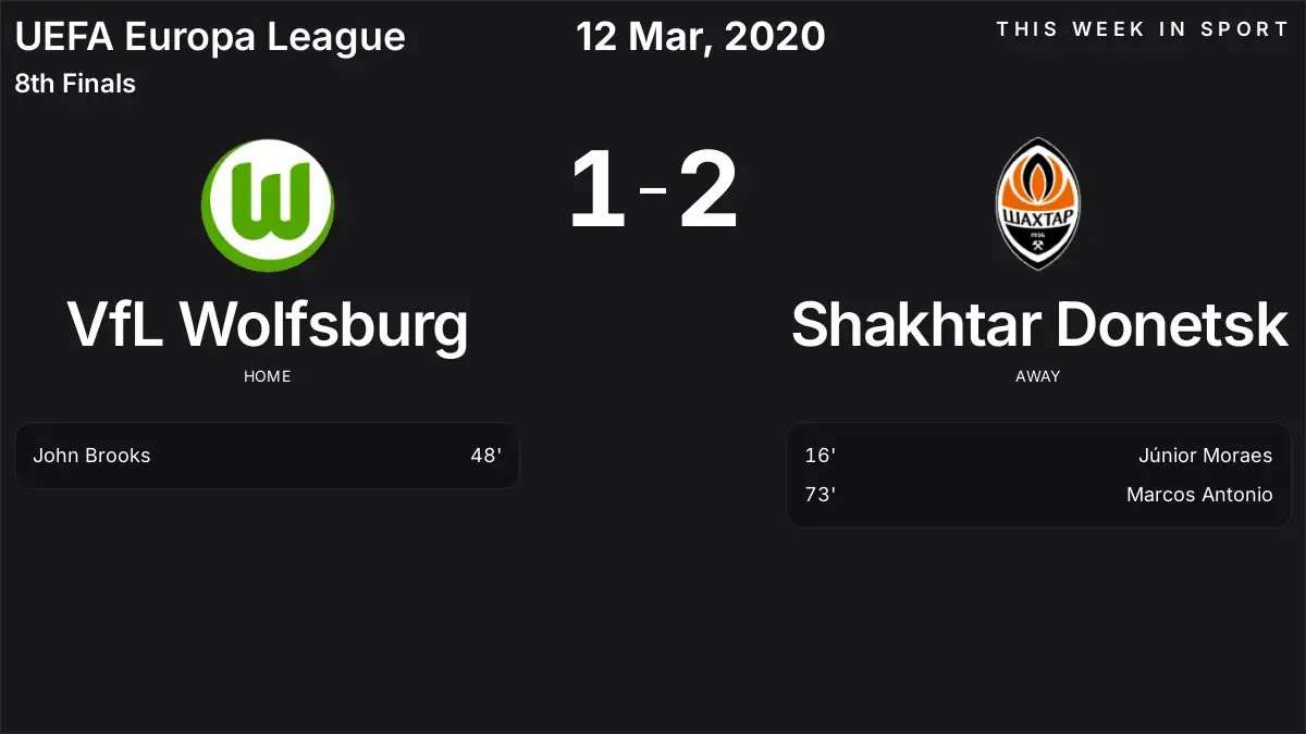 Report: VfL Wolfsburg vs Shakhtar Donetsk (2020-03-12)