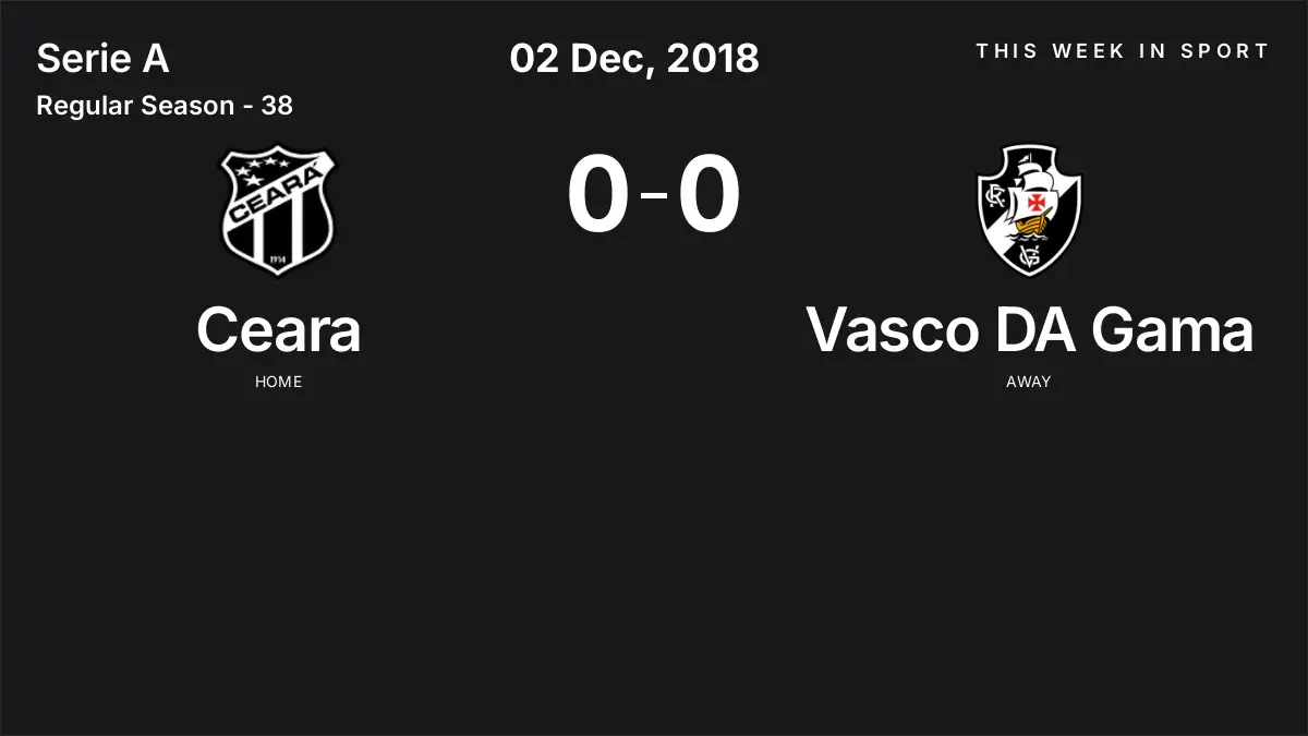 Report: Ceara vs Vasco DA Gama (2018-12-02)