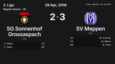 Report: SG Sonnenhof Grossaspach vs SV Meppen (2018-04-29)