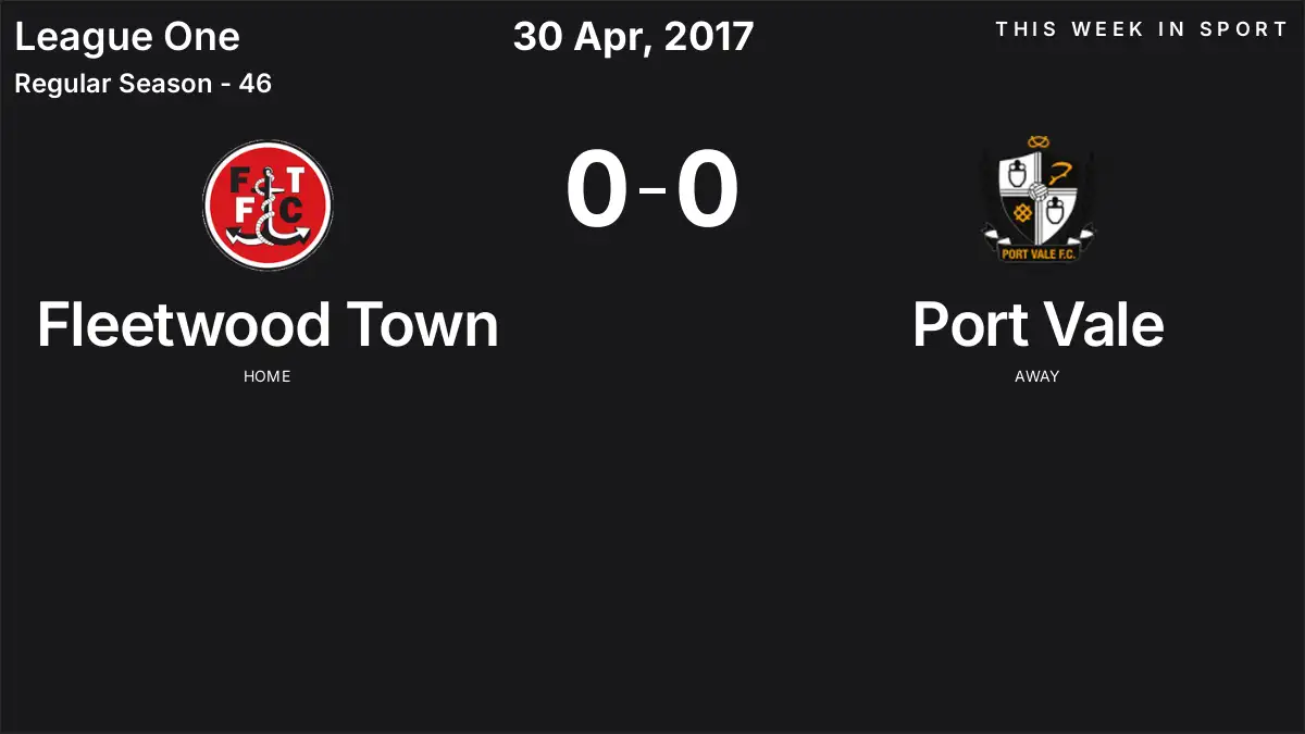Report: Fleetwood Town vs Port Vale (2017-04-30)