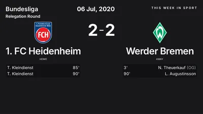 Report: 1. FC Heidenheim vs Werder Bremen (2020-07-06)