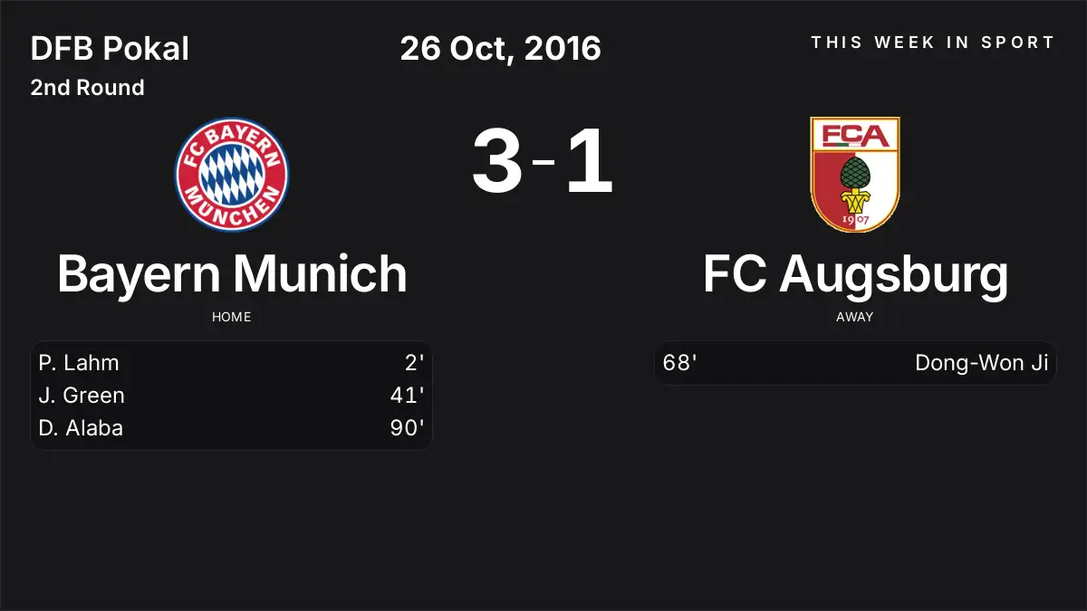 Report: Bayern Munich vs FC Augsburg (2016-10-26)