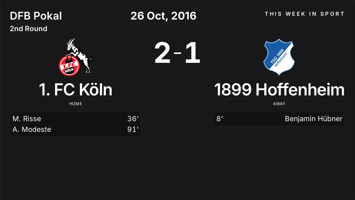 Report: 1. FC Köln vs 1899 Hoffenheim (2016-10-26)