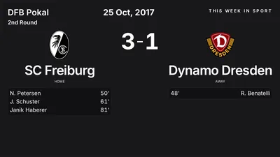 Report: SC Freiburg vs Dynamo Dresden (2017-10-25)