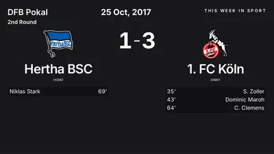 Report: Hertha BSC vs 1. FC Köln (2017-10-25)
