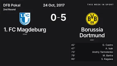 Report: 1. FC Magdeburg vs Borussia Dortmund (2017-10-24)