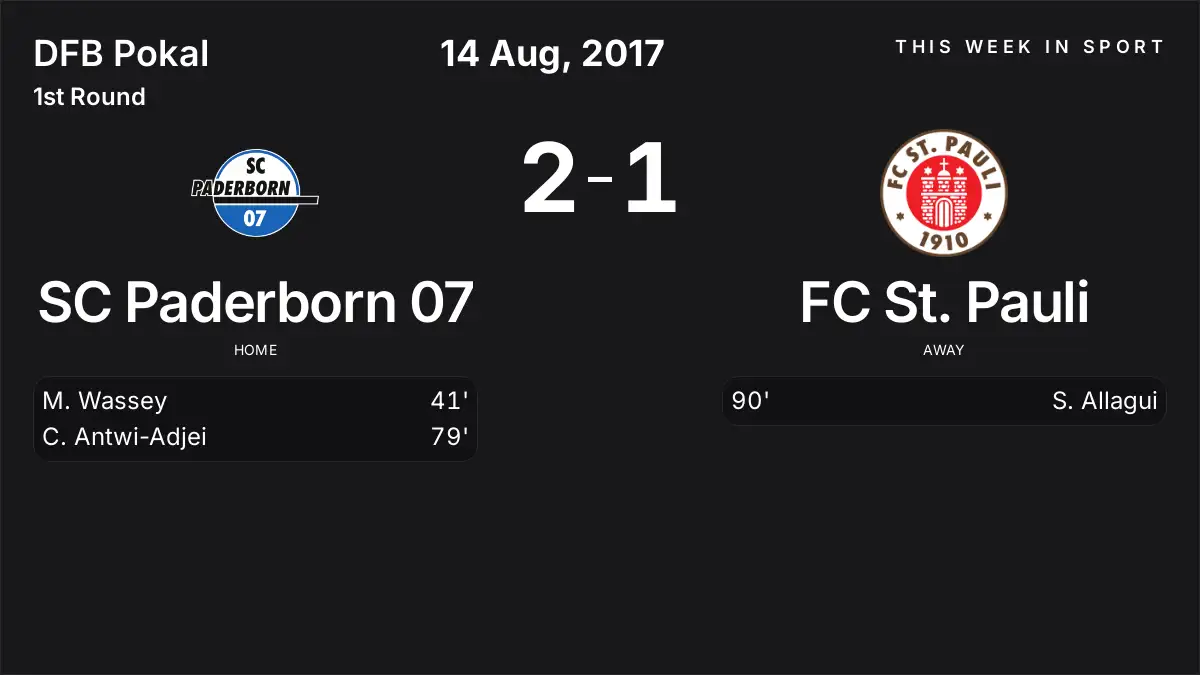 Report: SC Paderborn 07 vs FC St. Pauli (2017-08-14)