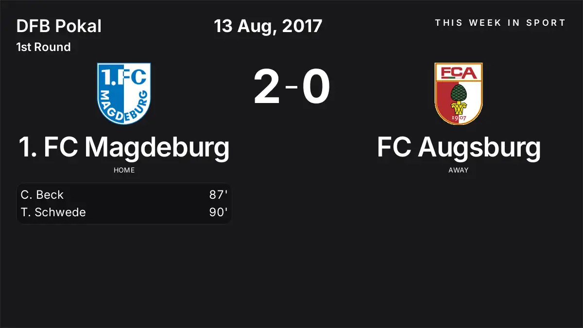 Report: 1. FC Magdeburg vs FC Augsburg (2017-08-13)