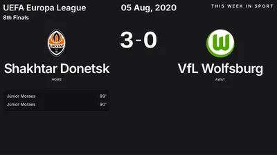 Report: Shakhtar Donetsk vs VfL Wolfsburg (2020-08-05)
