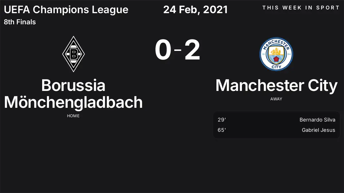 Report: Borussia Mönchengladbach vs Manchester City (2021-02-24)