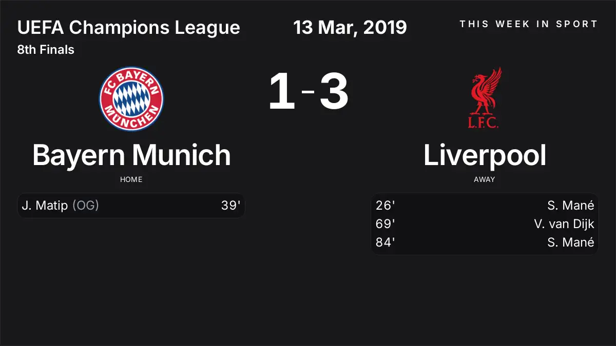 Report: Bayern Munich vs Liverpool (2019-03-13)