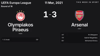 Report: Olympiakos Piraeus vs Arsenal (2021-03-11)