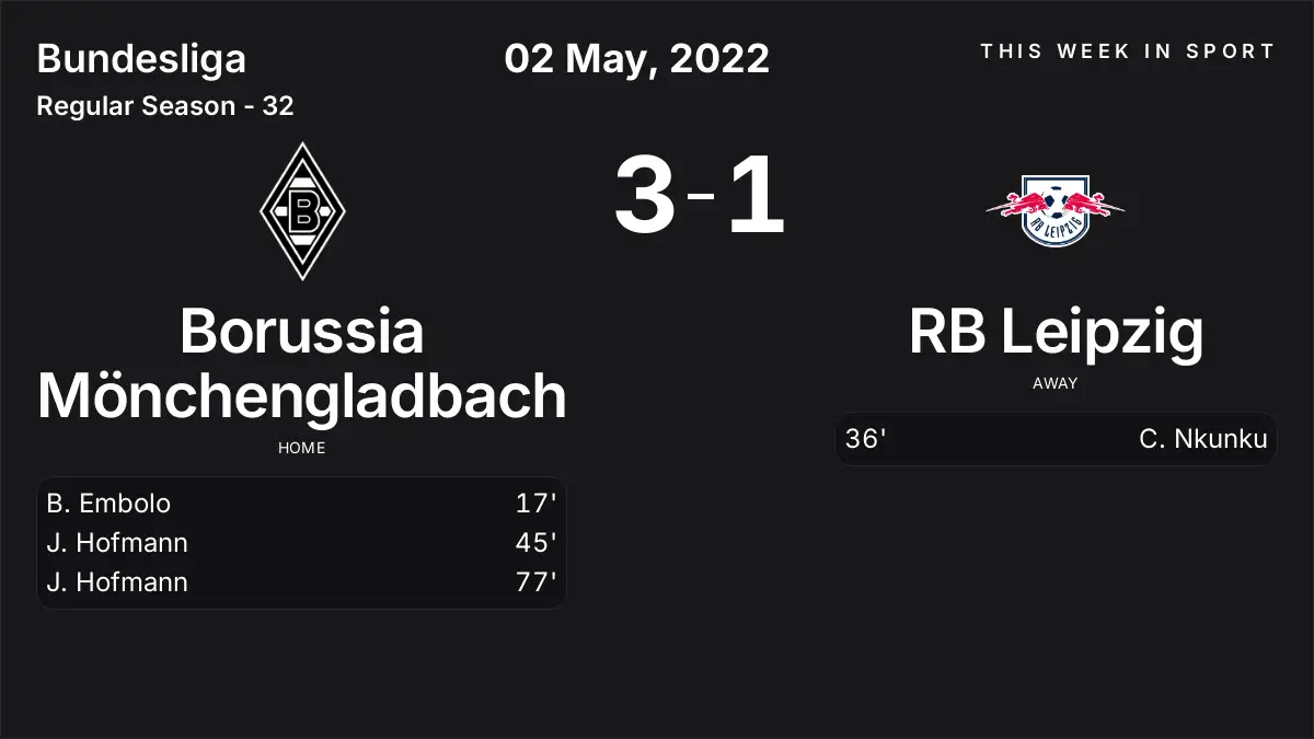 Report: Borussia Mönchengladbach vs RB Leipzig (2022-05-02)