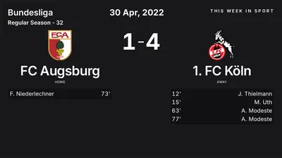 Report: FC Augsburg vs 1. FC Köln (2022-04-30)