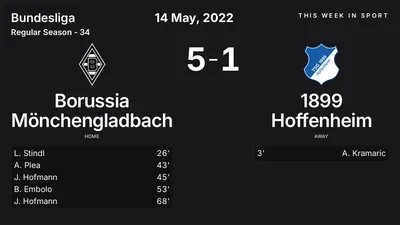 Report: Borussia Mönchengladbach vs 1899 Hoffenheim (2022-05-14)