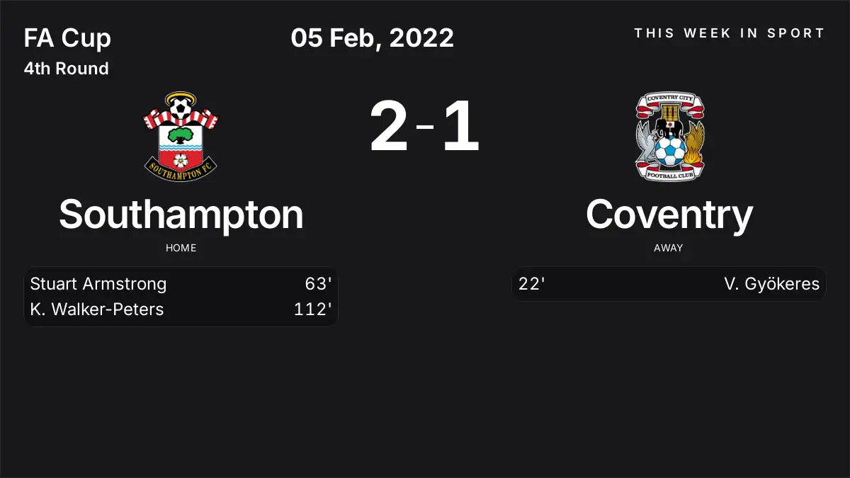 Report: Southampton vs Coventry (2022-02-05)
